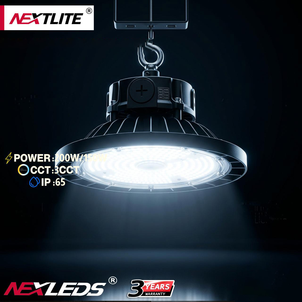 NXFR01 (200-150-120)W / (150-120-100)W ADJUSTABLE HIGHBAY IP65