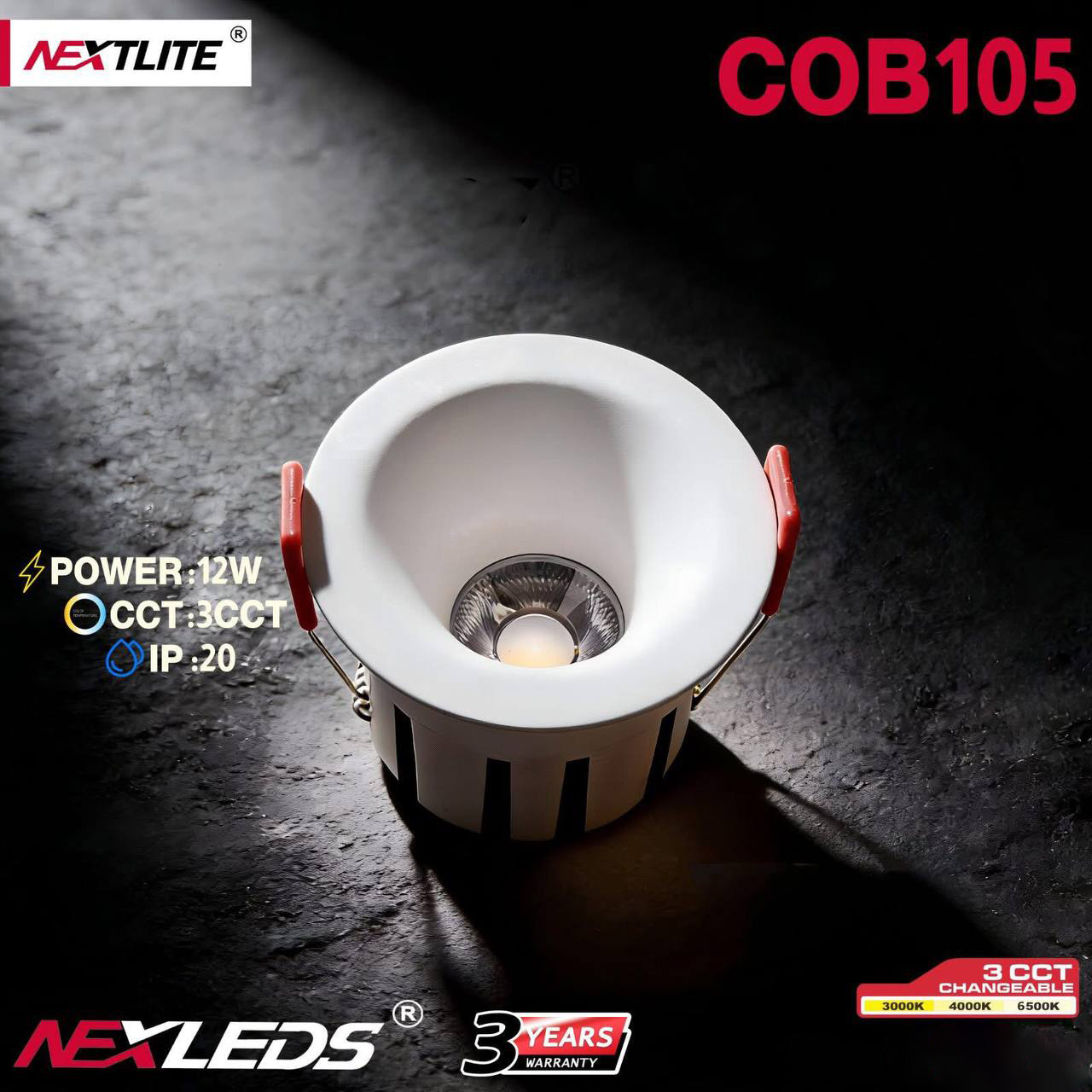 COB105 12W LED DOWNLIGHT 3CCT