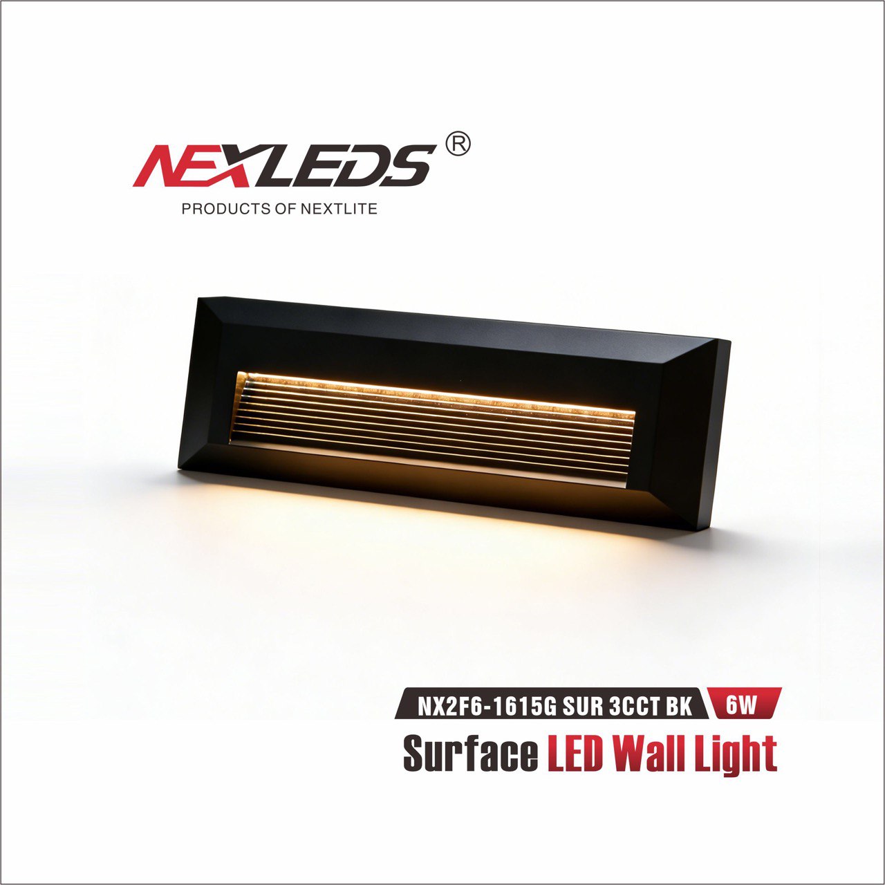 Surface LED Wall Light NX2F6 1615G SUR 3CCT BK
