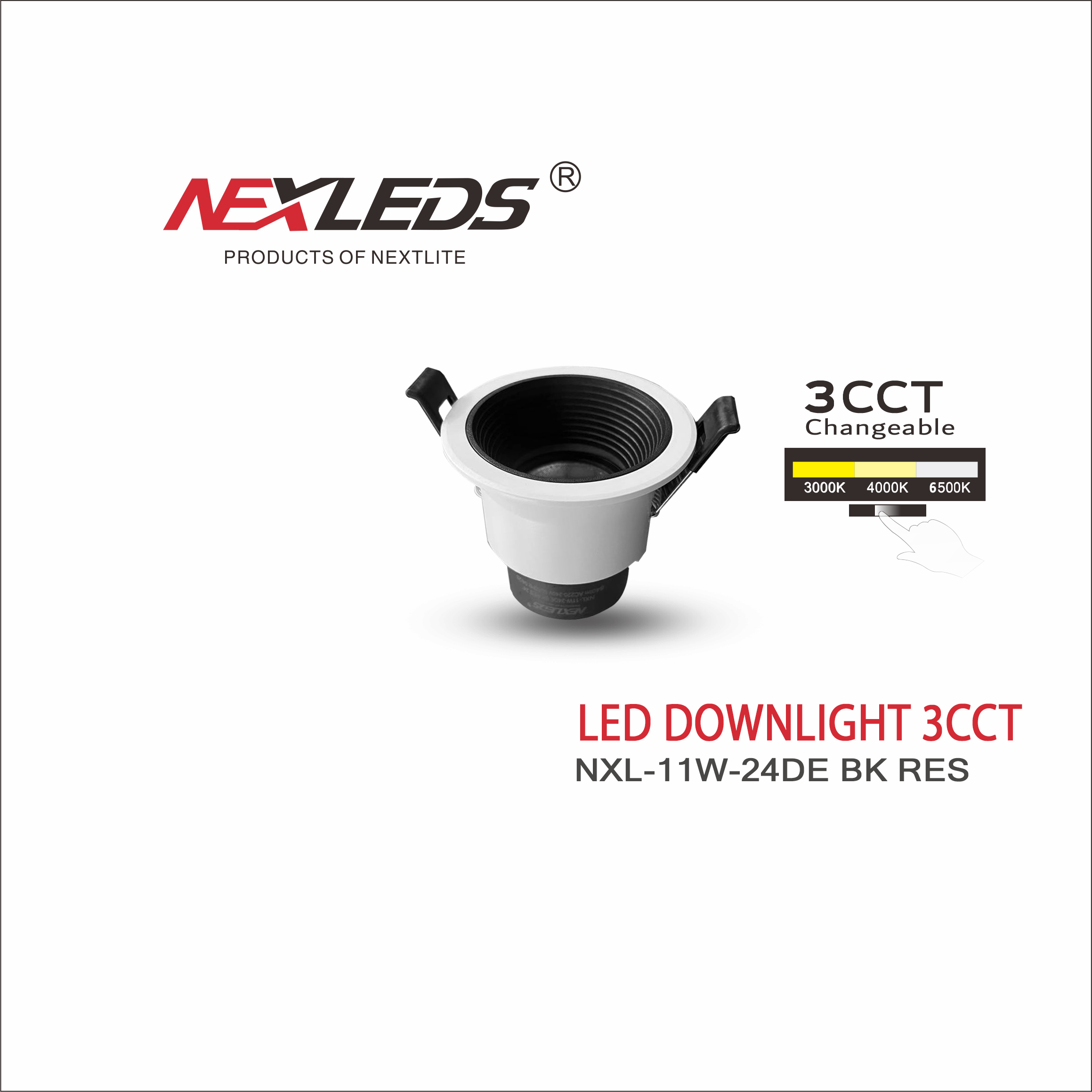 NXL 24DE BK RES 11W LED DOWNLIGHT 3CCT