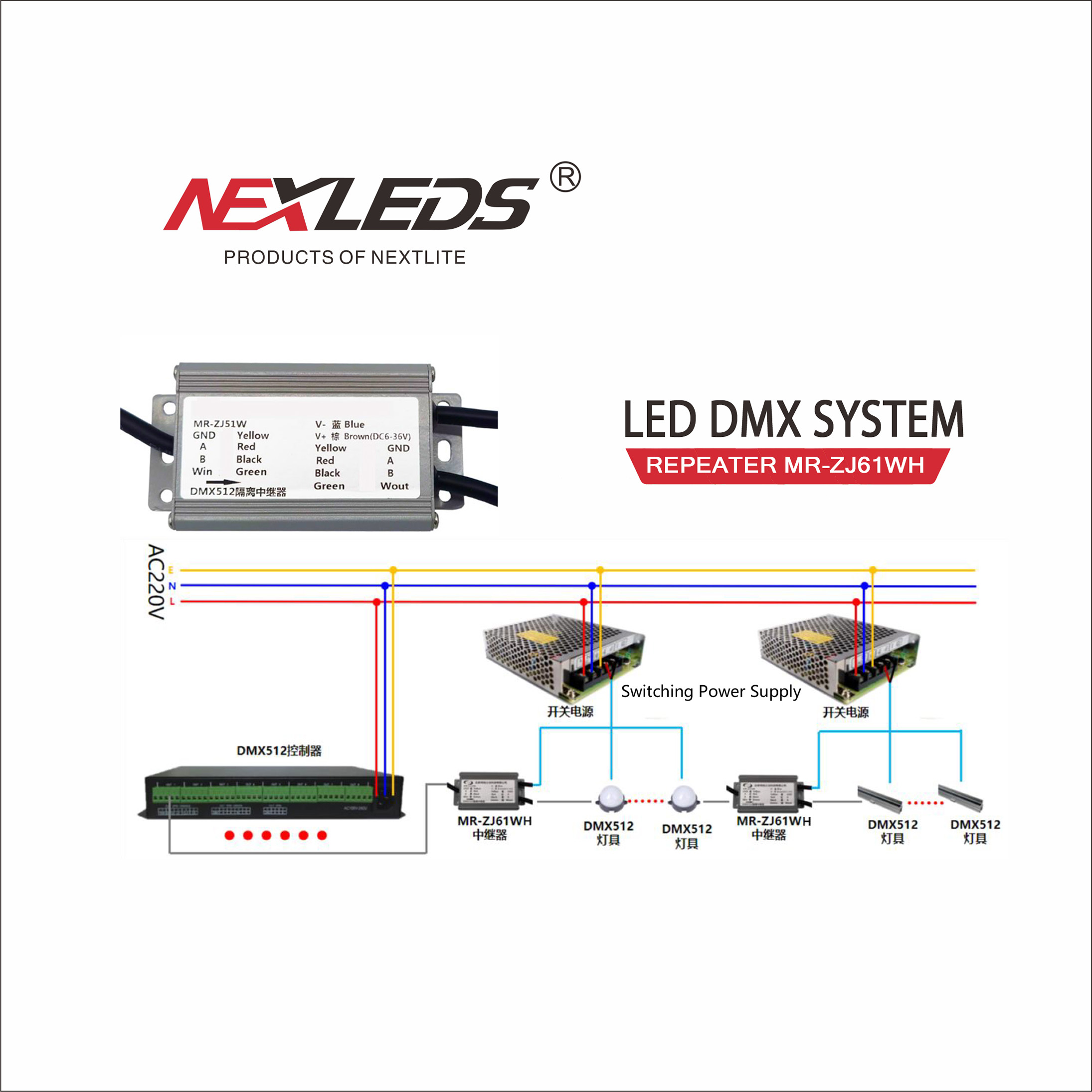 REPEATER MR-ZJ61WH LED DMX SYSTEM